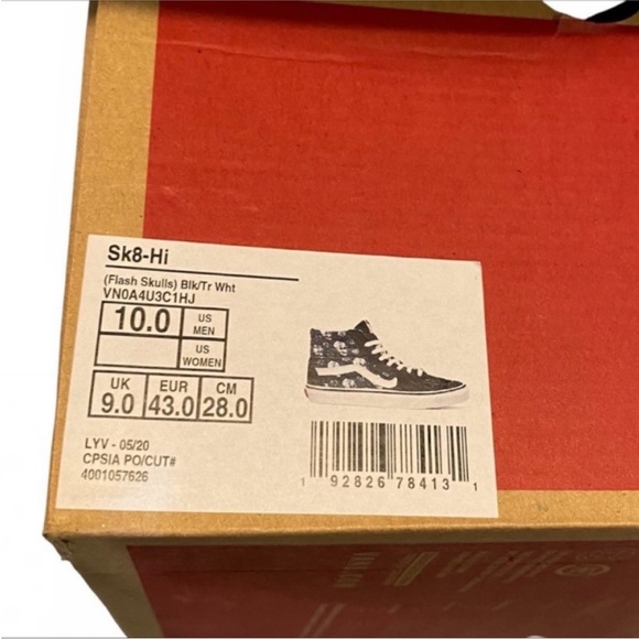 VANS Sk8-Hi Flash Skulls canvas high-top skate shoe NEW - Picture 11 of 11